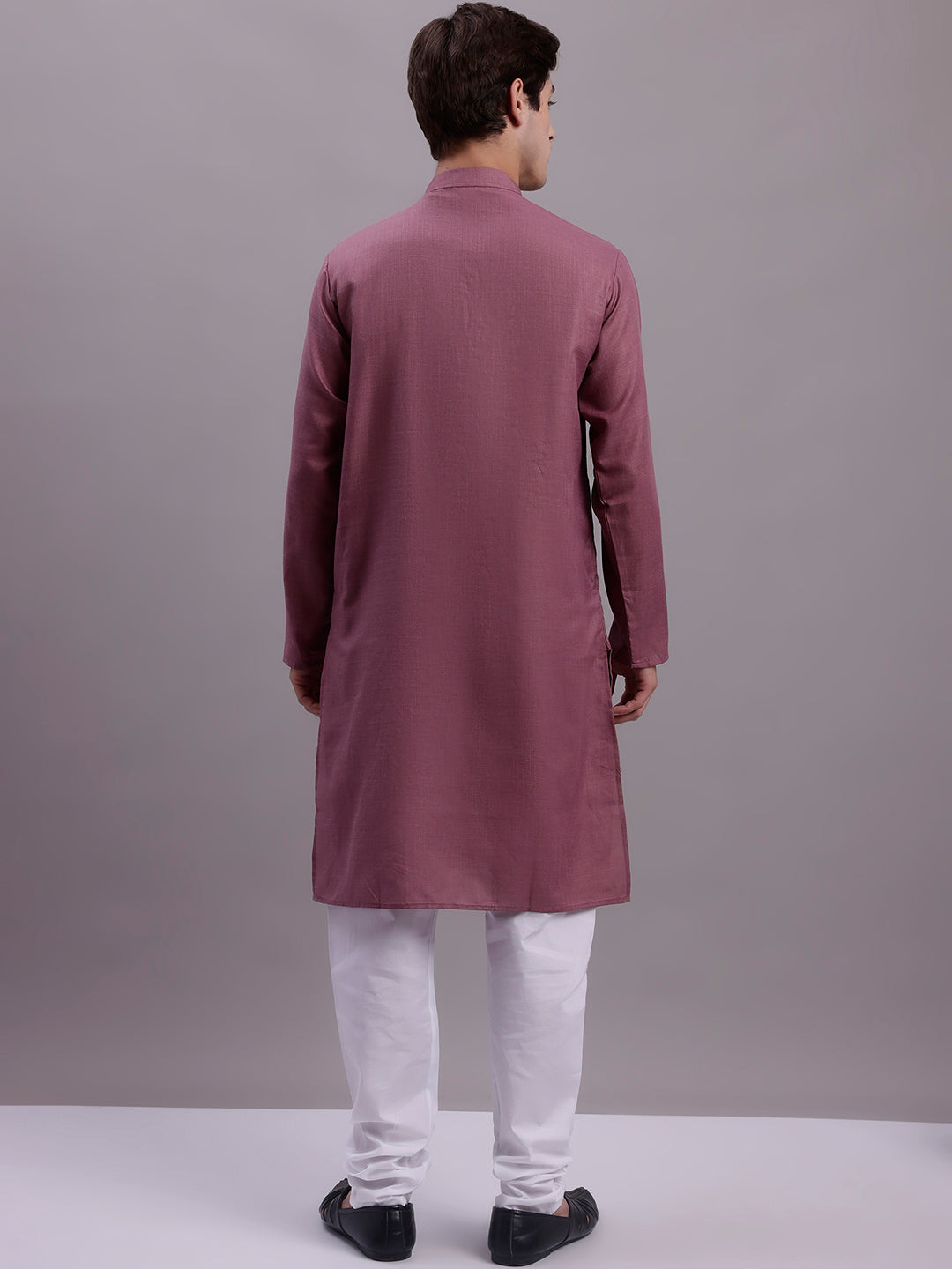 Jompers Men's Solid Cotton Kurta With Pyjamas - Magenta - Distacart