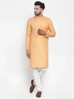 Thumbnail for Jompers Men's Orange Cotton Solid Kurta Payjama Sets - Distacart