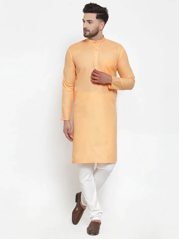 Jompers Men's Orange Cotton Solid Kurta Payjama Sets - Distacart
