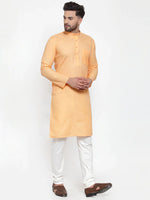 Thumbnail for Jompers Men's Orange Cotton Solid Kurta Payjama Sets - Distacart