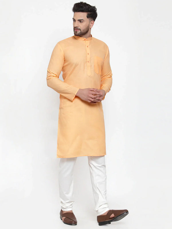 Jompers Men's Orange Cotton Solid Kurta Payjama Sets - Distacart