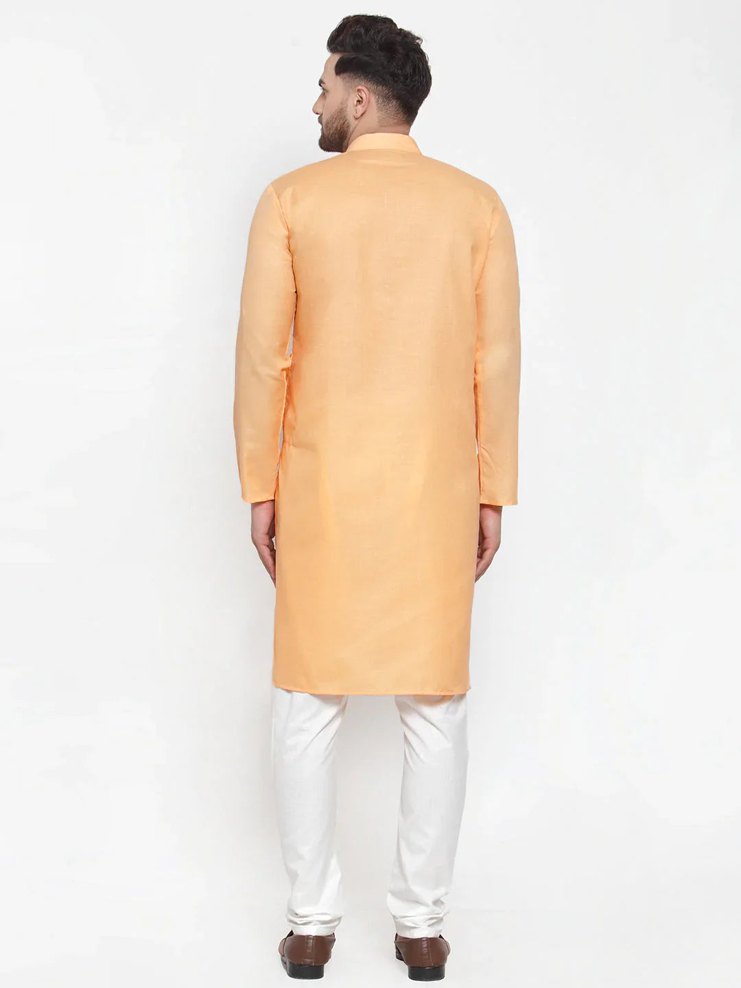 Jompers Men's Orange Cotton Solid Kurta Payjama Sets - Distacart