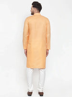 Thumbnail for Jompers Men's Orange Cotton Solid Kurta Payjama Sets - Distacart