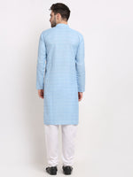 Thumbnail for Jompers Men's Woven Kurta Payjama Sets - Sky Blue - Distacart
