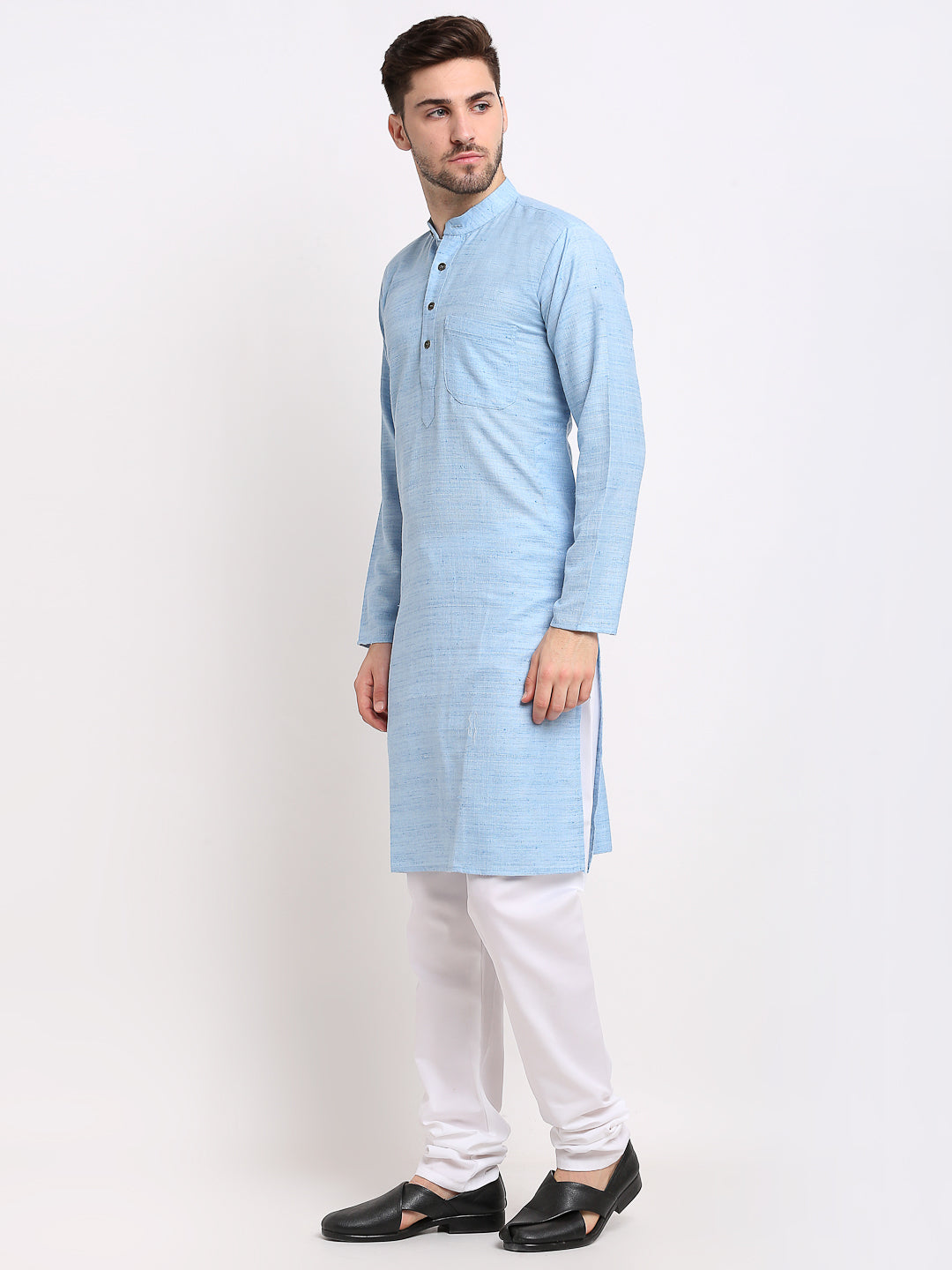 Jompers Men's Woven Kurta Payjama Sets - Sky Blue - Distacart