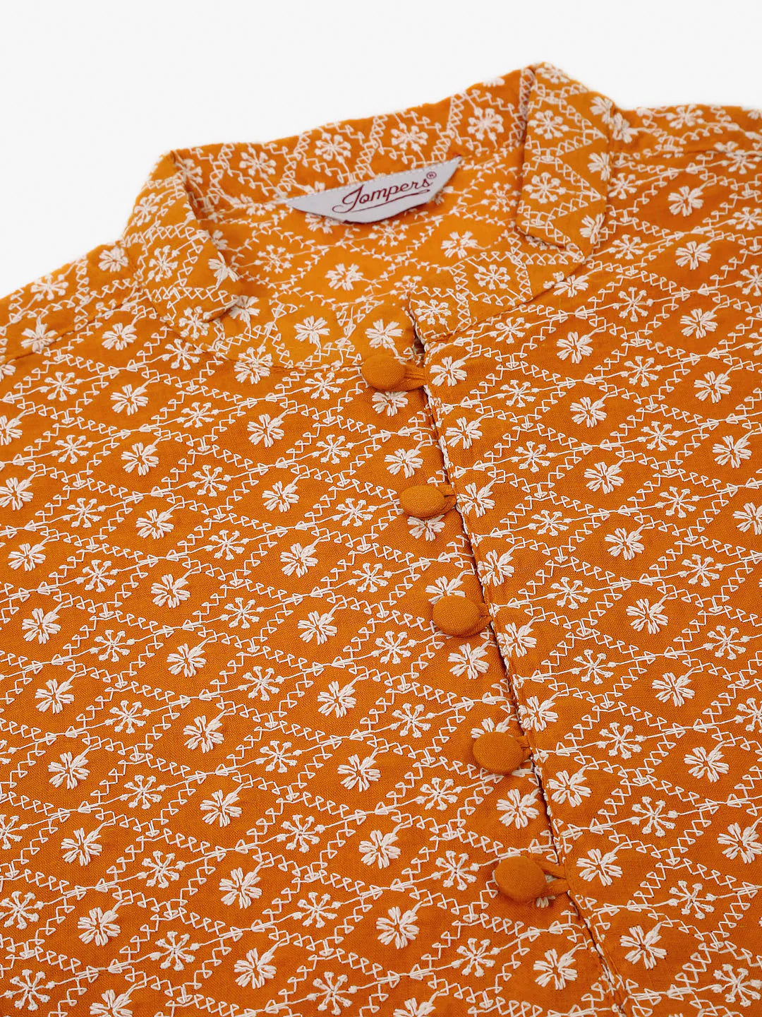 Jompers Men's Mustard & White Embroidered Straight Kurta Pyjama Set - Distacart