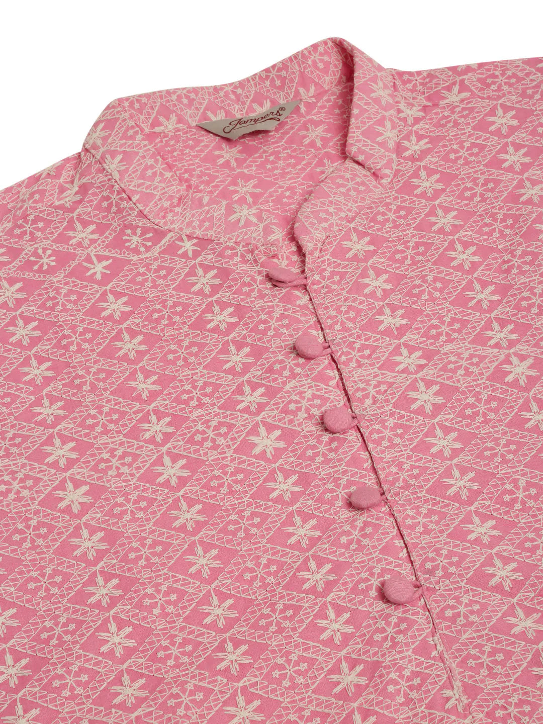 Jompers Men's Pink & White Embroidered Straight Kurta Pyjama Set - Distacart