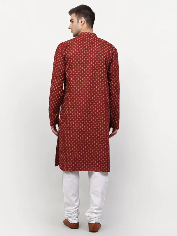 Jompers Men's Maroon Printed Kurta Payjama Sets - Distacart