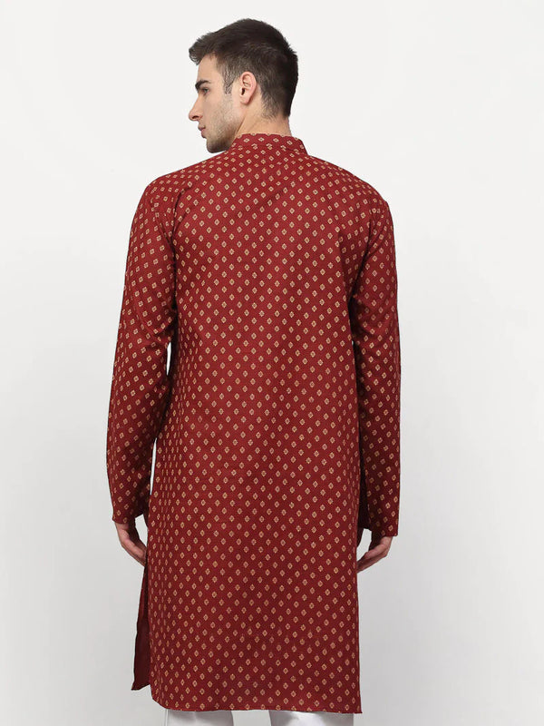 Jompers Men's Maroon Printed Kurta Only - Distacart