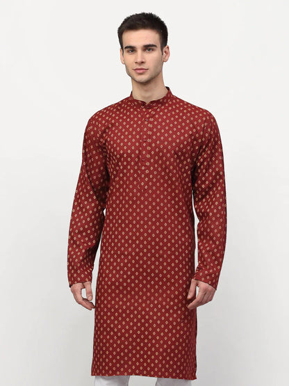 Jompers Men's Maroon Printed Kurta Only - Distacart