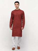 Thumbnail for Jompers Men's Maroon Printed Kurta Payjama Sets - Distacart