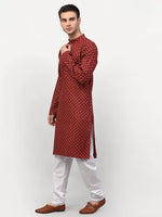 Thumbnail for Jompers Men's Maroon Printed Kurta Payjama Sets - Distacart