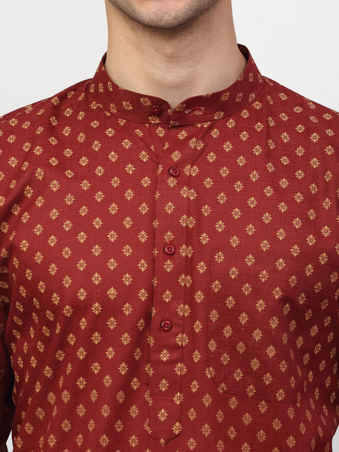 Jompers Men's Maroon Printed Kurta Only - Distacart