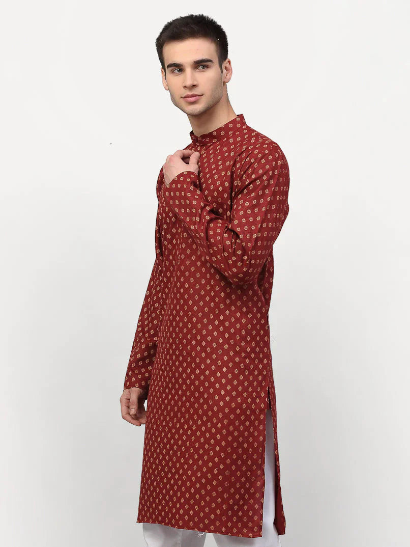 Jompers Men's Maroon Printed Kurta Only - Distacart