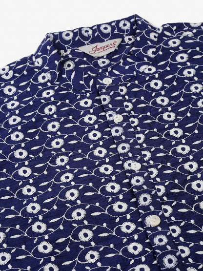 Jompers Men's Emroidered Kurta Payjama Sets - Navy Blue - Distacart