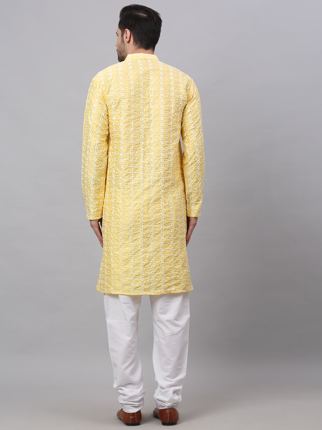 Jompers Men's Emroidered Kurta Payjama Sets - Yellow - Distacart