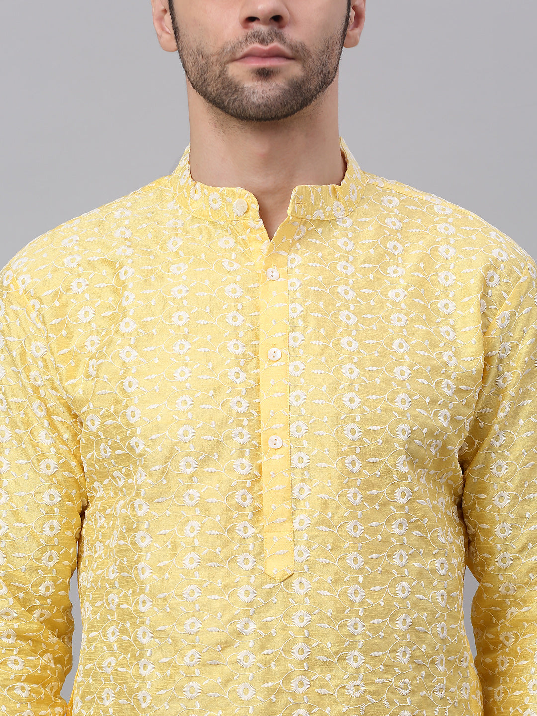 Jompers Men's Emroidered Kurta Payjama Sets - Yellow - Distacart