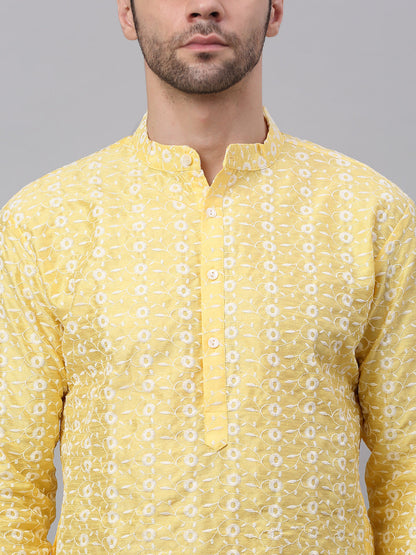 Jompers Men's Emroidered Kurta Payjama Sets - Yellow - Distacart
