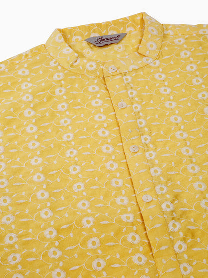 Jompers Men's Emroidered Kurta Payjama Sets - Yellow - Distacart