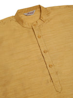 Thumbnail for Jompers Men's Solid Dupion Silk Kurta Payjama Set - Dark-Golden - Distacart