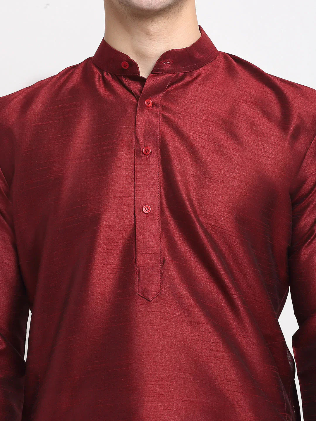 Jompers Men's Maroon Solid Dupion Silk Kurta Payjama Set - Distacart