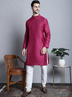 Thumbnail for Jompers Men's Purple Dupion Silk Kurta with Churidar - Purple - Distacart