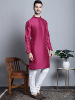 Thumbnail for Jompers Men's Purple Dupion Silk Kurta with Churidar - Purple - Distacart