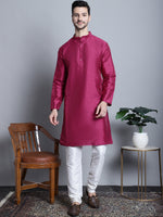 Thumbnail for Jompers Men's Purple Dupion Silk Kurta with Churidar - Purple - Distacart