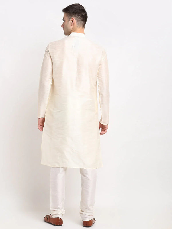 Jompers Men's White Solid Dupion Silk Kurta Payjama Set - Distacart