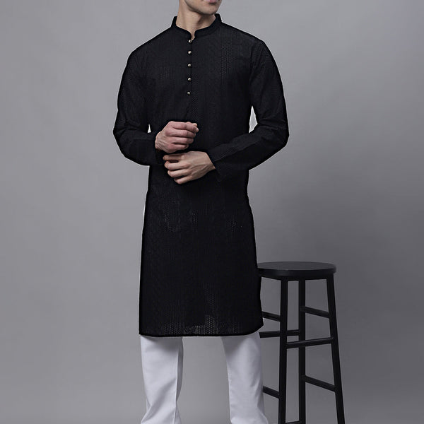 Jompers Men's Black Embroiderd Kurta Pajama - Distacart