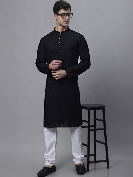 Jompers Men's Black Embroiderd Kurta Pajama - Distacart