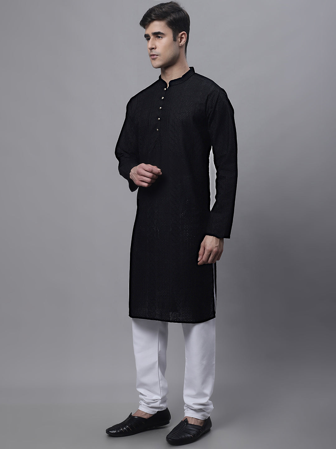 Jompers Men's Black Embroiderd Kurta Pajama - Distacart
