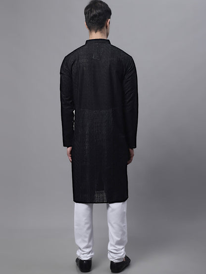 Jompers Men's Black Embroiderd Kurta Pajama - Distacart