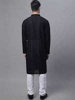 Thumbnail for Jompers Men's Black Embroiderd Kurta Pajama - Distacart