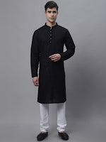 Thumbnail for Jompers Men's Black Embroiderd Kurta Pajama - Distacart