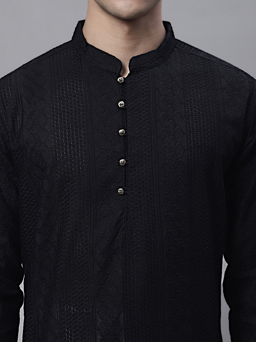 Jompers Men's Black Embroiderd Kurta Pajama - Distacart