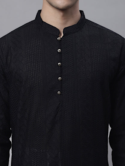 Jompers Men's Black Embroiderd Kurta Pajama - Distacart