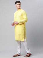 Thumbnail for Jompers Men's Embroiderd Kurta Pajama - Lemon - Distacart