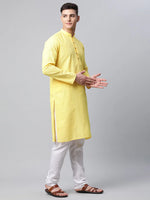 Thumbnail for Jompers Men's Embroiderd Kurta Pajama - Lemon - Distacart