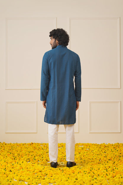 Jompers Men's Embroiderd Kurta Pajama - Teal - Distacart