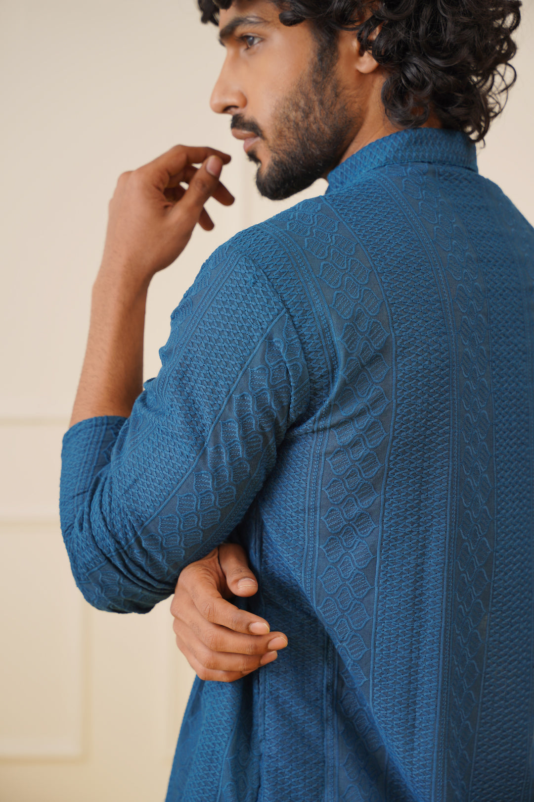 Jompers Men's Embroiderd Kurta Pajama - Teal - Distacart