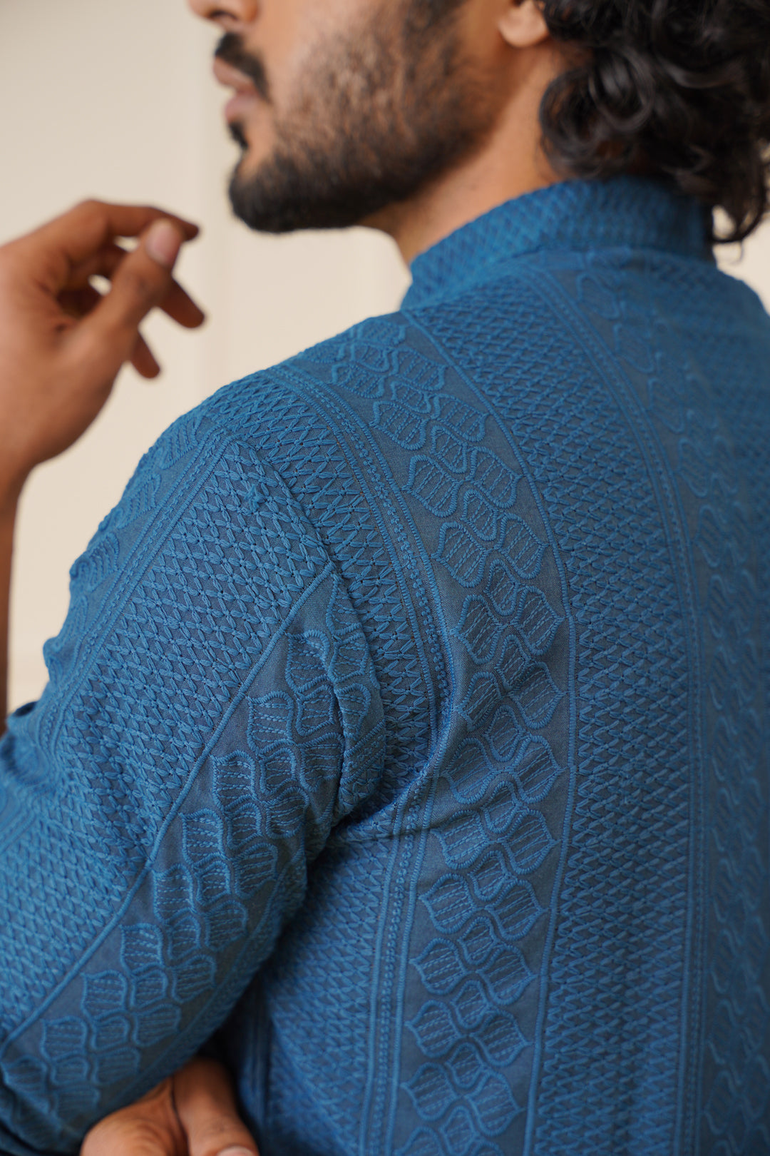 Jompers Men's Embroiderd Kurta Pajama - Teal - Distacart