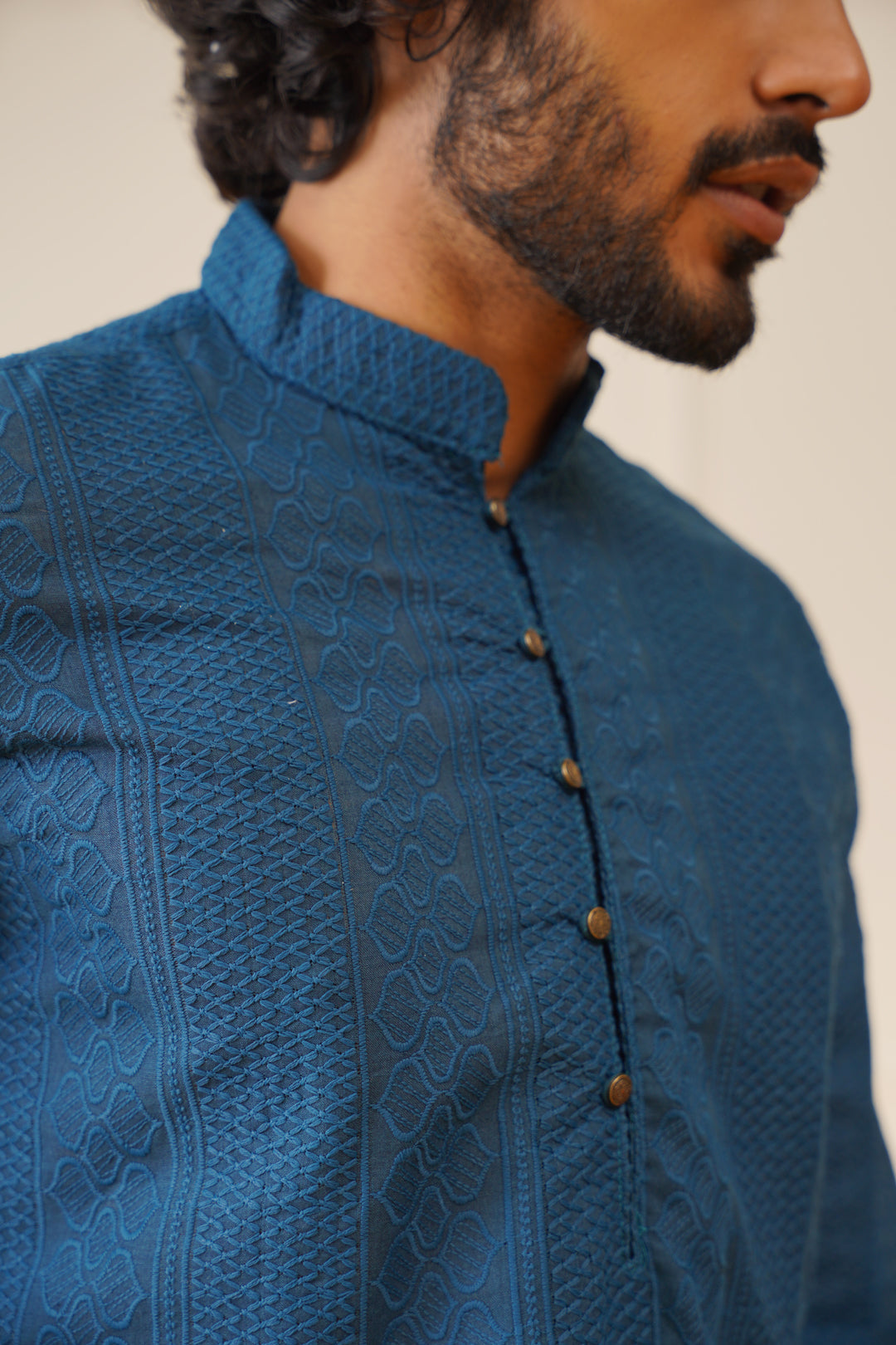 Jompers Men's Embroiderd Kurta Pajama - Teal - Distacart