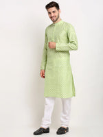 Thumbnail for Jompers Men's Green Chikankari Kurta with Churidar - Distacart