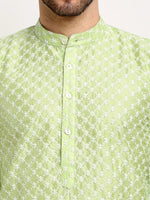 Thumbnail for Jompers Men's Green Chikankari Kurta with Churidar - Distacart