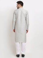 Thumbnail for Jompers Men's Grey Chikankari Kurta with Churidar - Distacart
