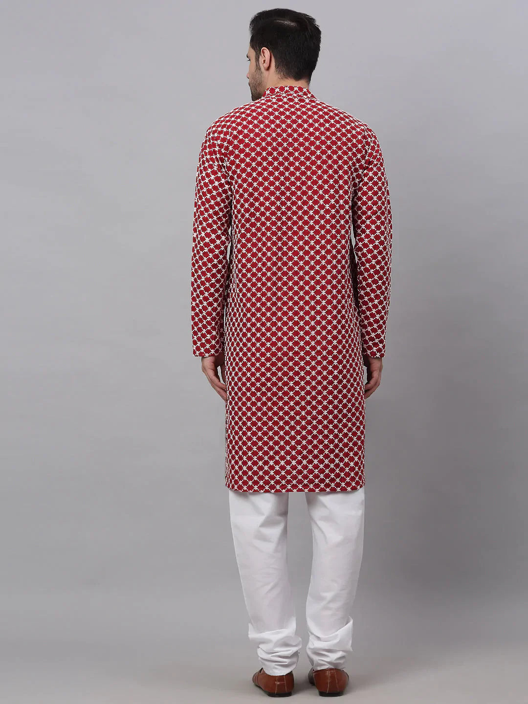 Jompers Men's Maroon Chikankari Kurta with Churidar - Distacart