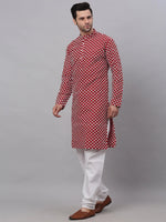 Thumbnail for Jompers Men's Maroon Chikankari Kurta with Churidar - Distacart