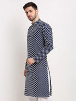 Thumbnail for Jompers Men's Navy Blue Chikankari Kurta Only - Distacart