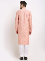 Thumbnail for Jompers Men's Peach Chikankari Kurta with Churidar - Distacart